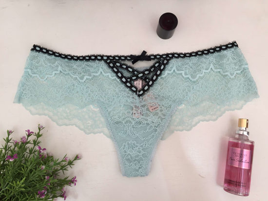 Imagen de Victoria's Secret  Panty Dream Angels Tanga Azul Cielo Detalles Negro M